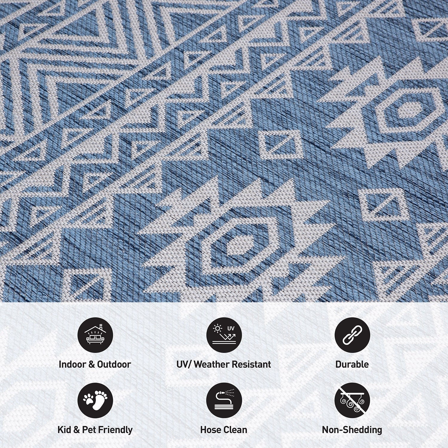 World Rug Gallery Distressed Geometric Bohemian Textured Flat Weave Indoor/Outdoor Area Rug