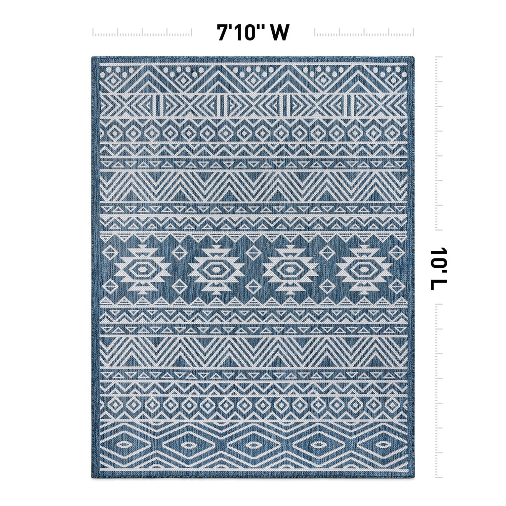World Rug Gallery Distressed Geometric Bohemian Textured Flat Weave Indoor/Outdoor Area Rug