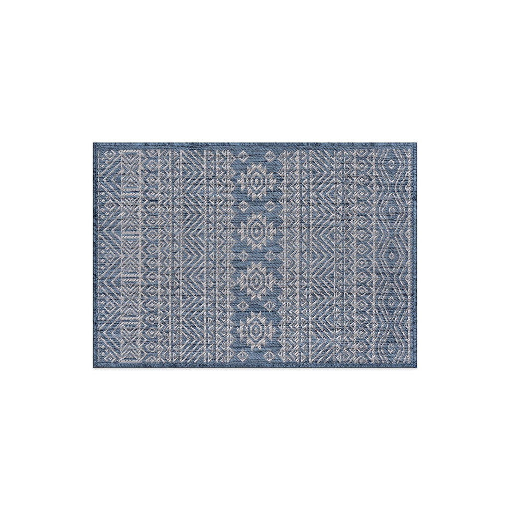 World Rug Gallery Distressed Geometric Bohemian Textured Flat Weave Indoor/Outdoor Area Rug