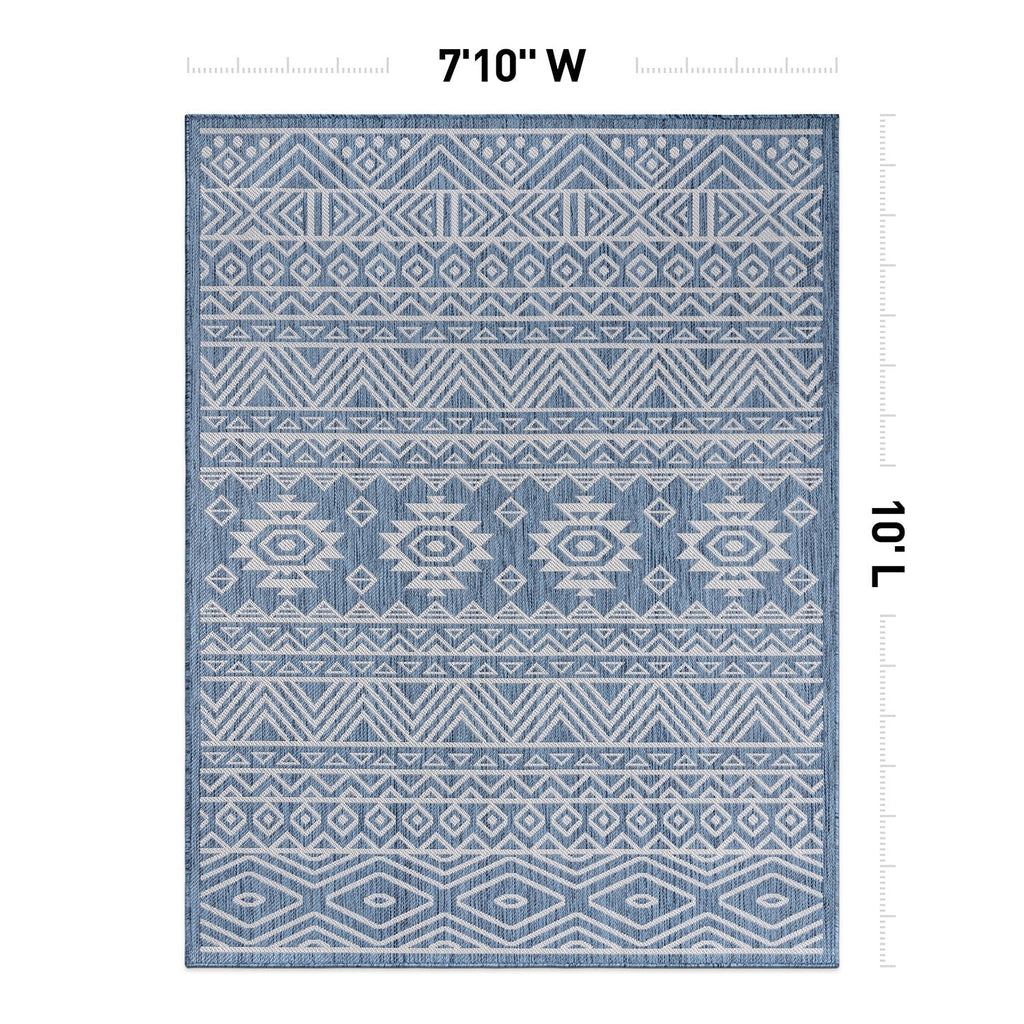World Rug Gallery Distressed Geometric Bohemian Textured Flat Weave Indoor/Outdoor Area Rug