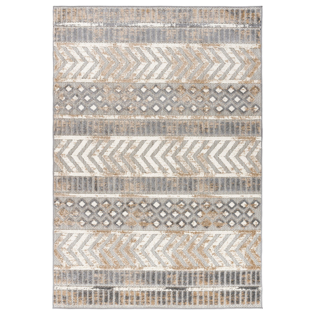 World Rug Gallery Distressed Geometric Indoor/Outdoor Area Rug