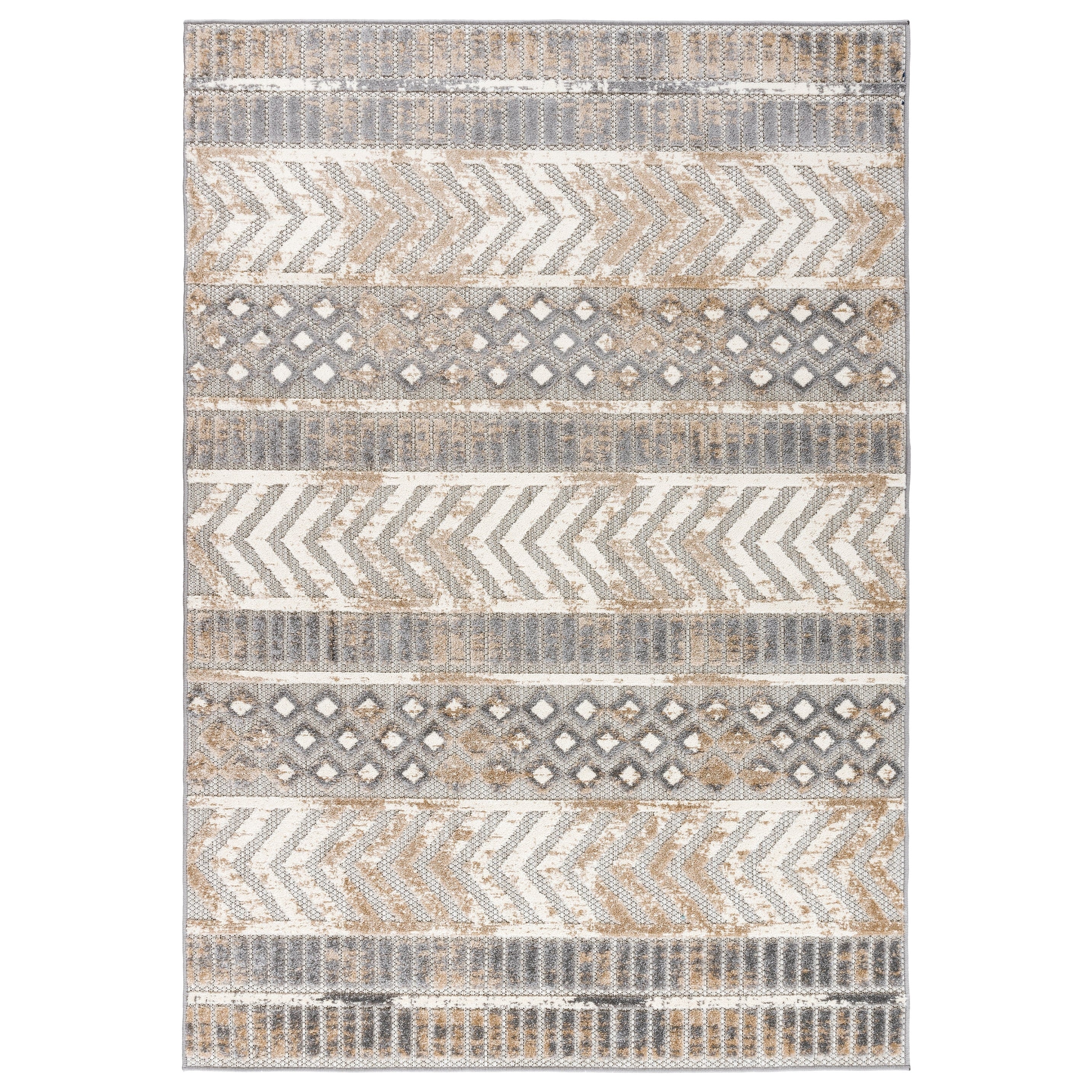 World Rug Gallery Distressed Geometric Indoor/Outdoor Area Rug