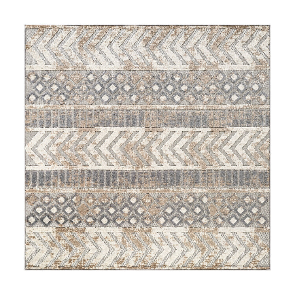 World Rug Gallery Distressed Geometric Indoor/Outdoor Area Rug