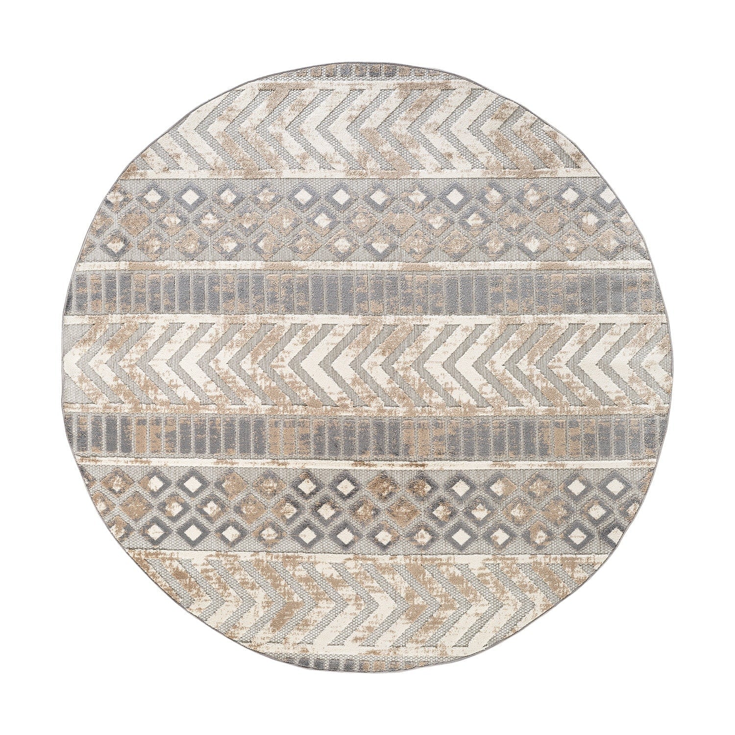 World Rug Gallery Distressed Geometric Indoor/Outdoor Area Rug