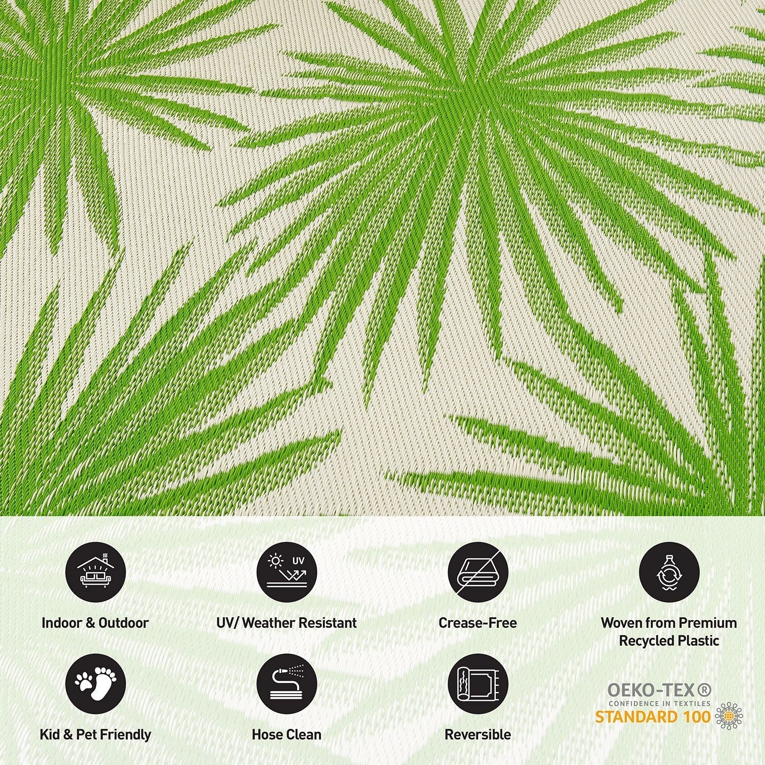 World Rug Gallery Floral Tropical Reversible Recycled Plastic Outdoor Rugs