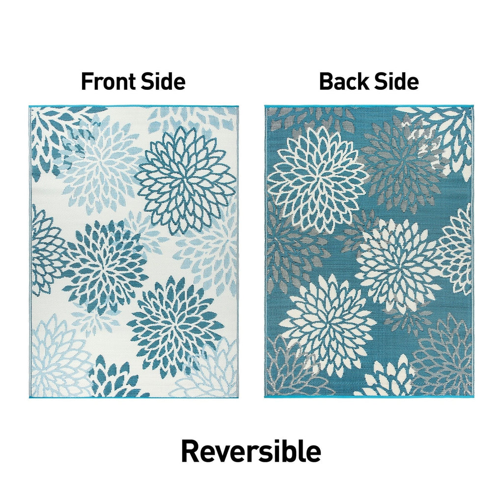 World Rug Gallery Modern Floral Aloha Reversible Recycled Plastic Outdoor Rugs