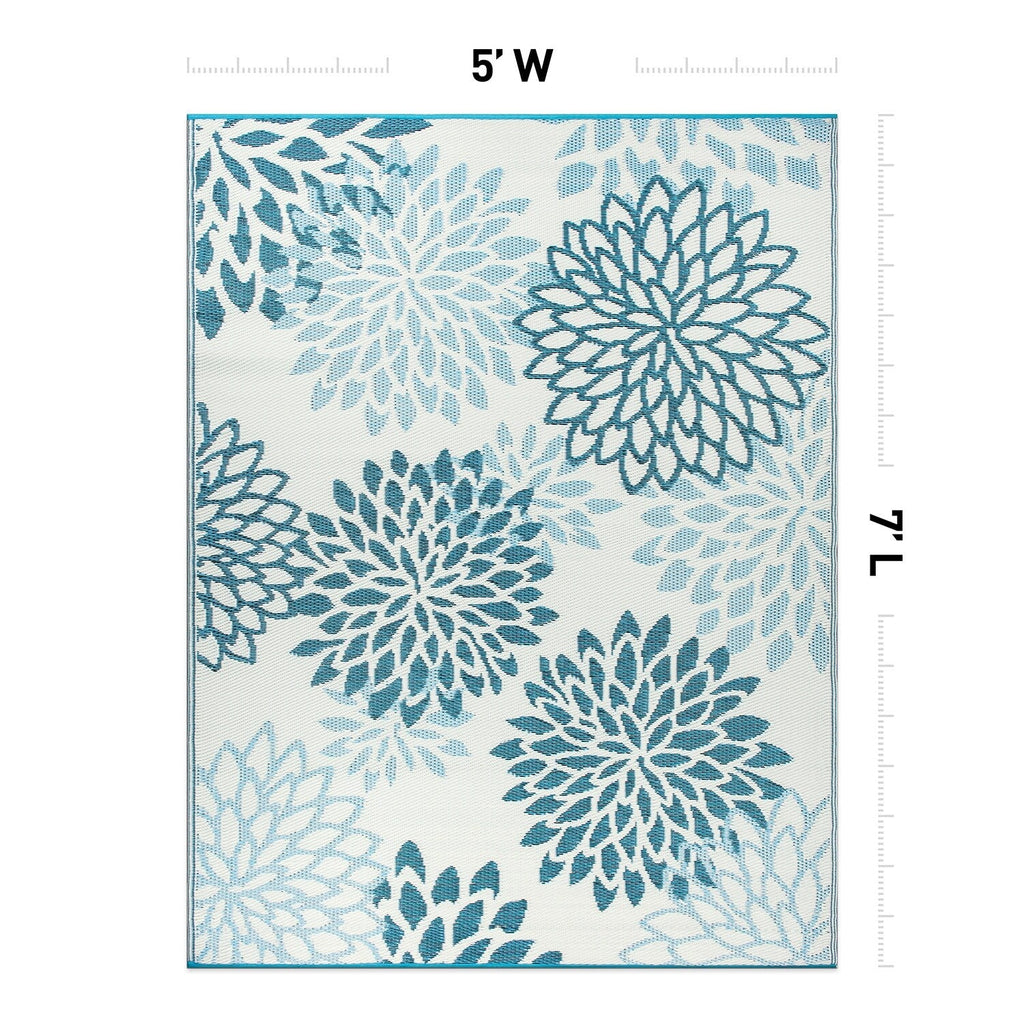 World Rug Gallery Modern Floral Aloha Reversible Recycled Plastic Outdoor Rugs
