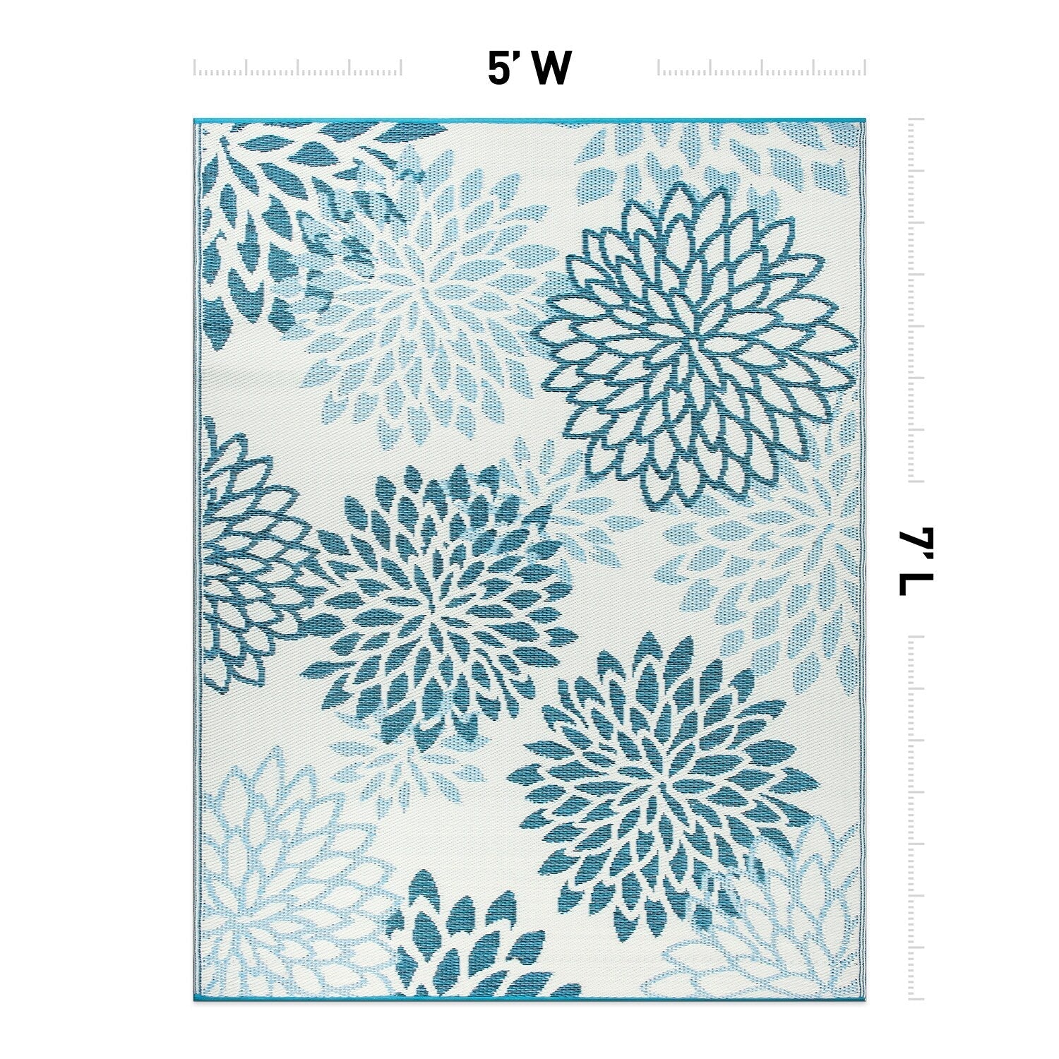 World Rug Gallery Modern Floral Aloha Reversible Recycled Plastic Outdoor Rugs