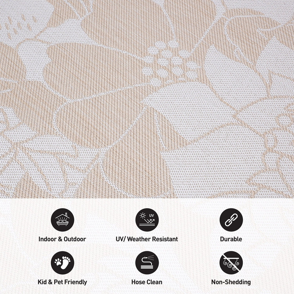 World Rug Gallery Modern Floral Flowers Textured Flat Weave Indoor/Outdoor Area Rug