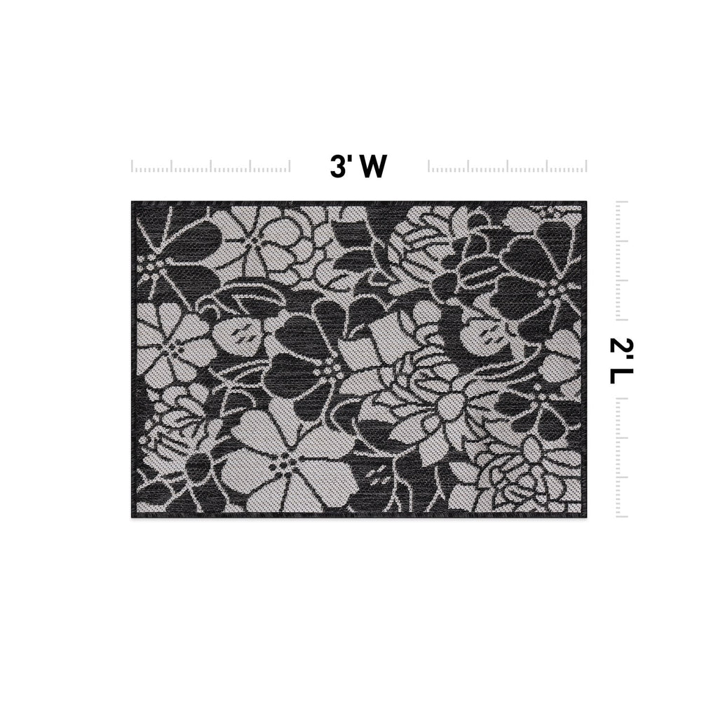 World Rug Gallery Modern Floral Flowers Textured Flat Weave Indoor/Outdoor Area Rug