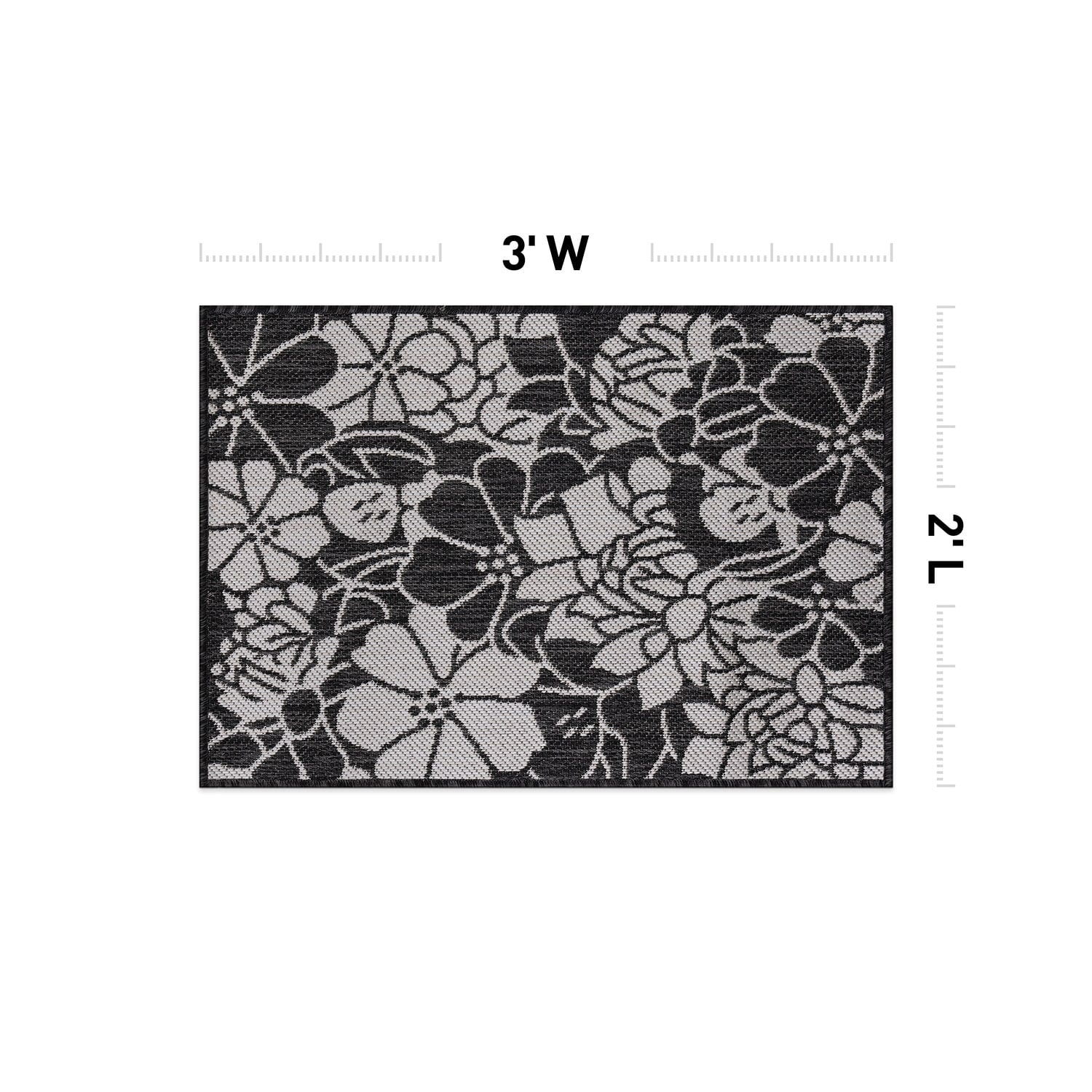 World Rug Gallery Modern Floral Flowers Textured Flat Weave Indoor/Outdoor Area Rug