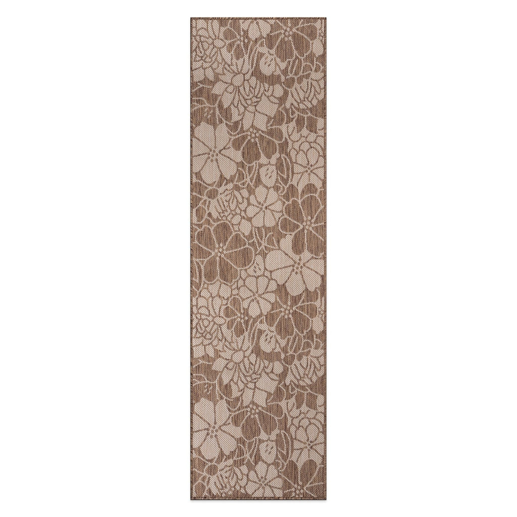 World Rug Gallery Modern Floral Flowers Textured Flat Weave Indoor/Outdoor Area Rug