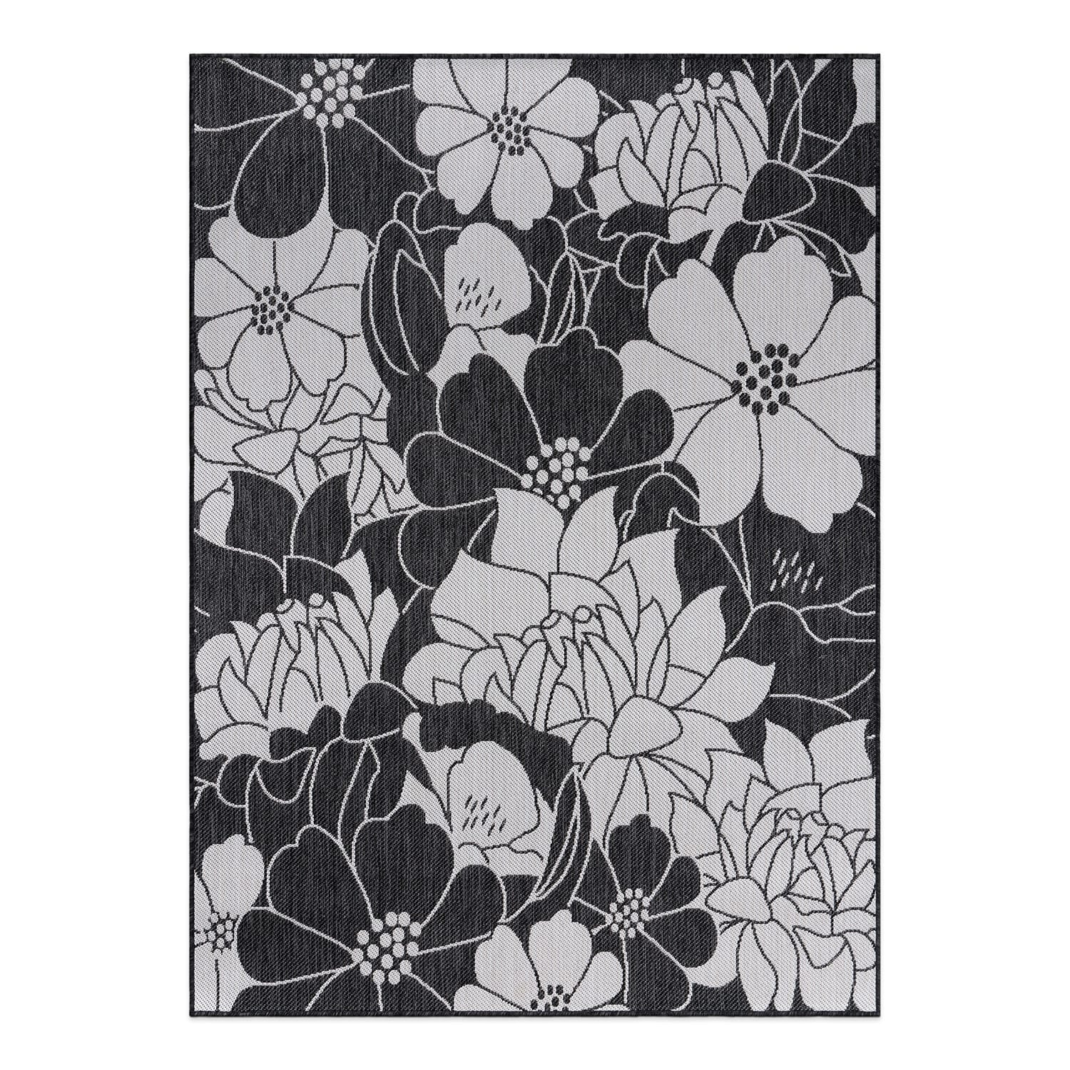 World Rug Gallery Modern Floral Flowers Textured Flat Weave Indoor/Outdoor Area Rug