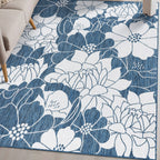 World Rug Gallery Modern Floral Flowers Textured Flat Weave Indoor/Outdoor Area Rug