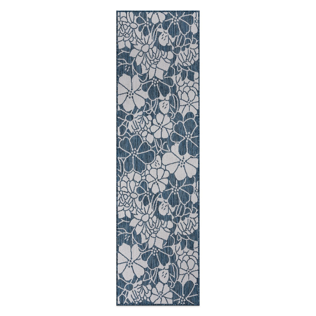 World Rug Gallery Modern Floral Flowers Textured Flat Weave Indoor/Outdoor Area Rug