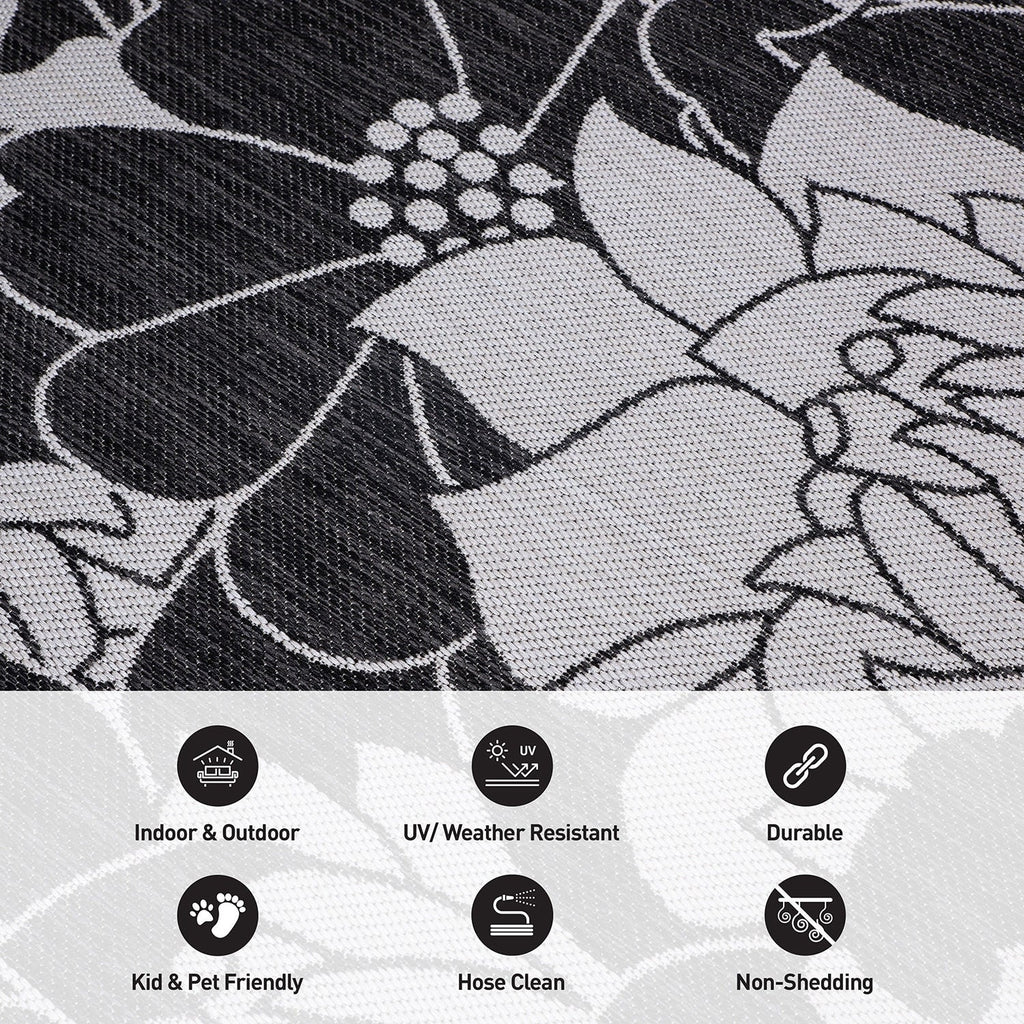 World Rug Gallery Modern Floral Flowers Textured Flat Weave Indoor/Outdoor Area Rug