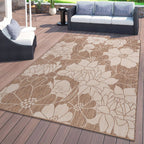 World Rug Gallery Modern Floral Flowers Textured Flat Weave Indoor/Outdoor Area Rug