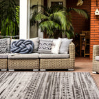 World Rug Gallery Modern Stripes Faded Geometric Indoor/Outdoor Area Rug