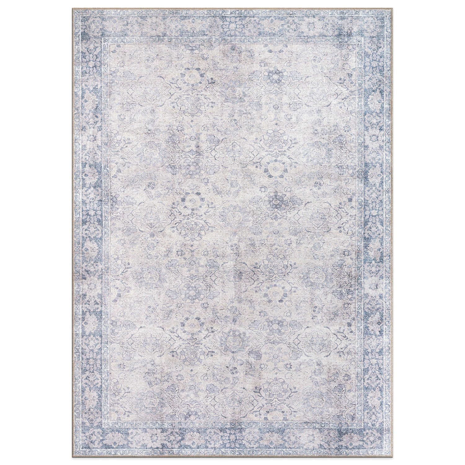 World Rug Gallery Transitional Bordered Vintage Machine Washable Non Slip Area Rug