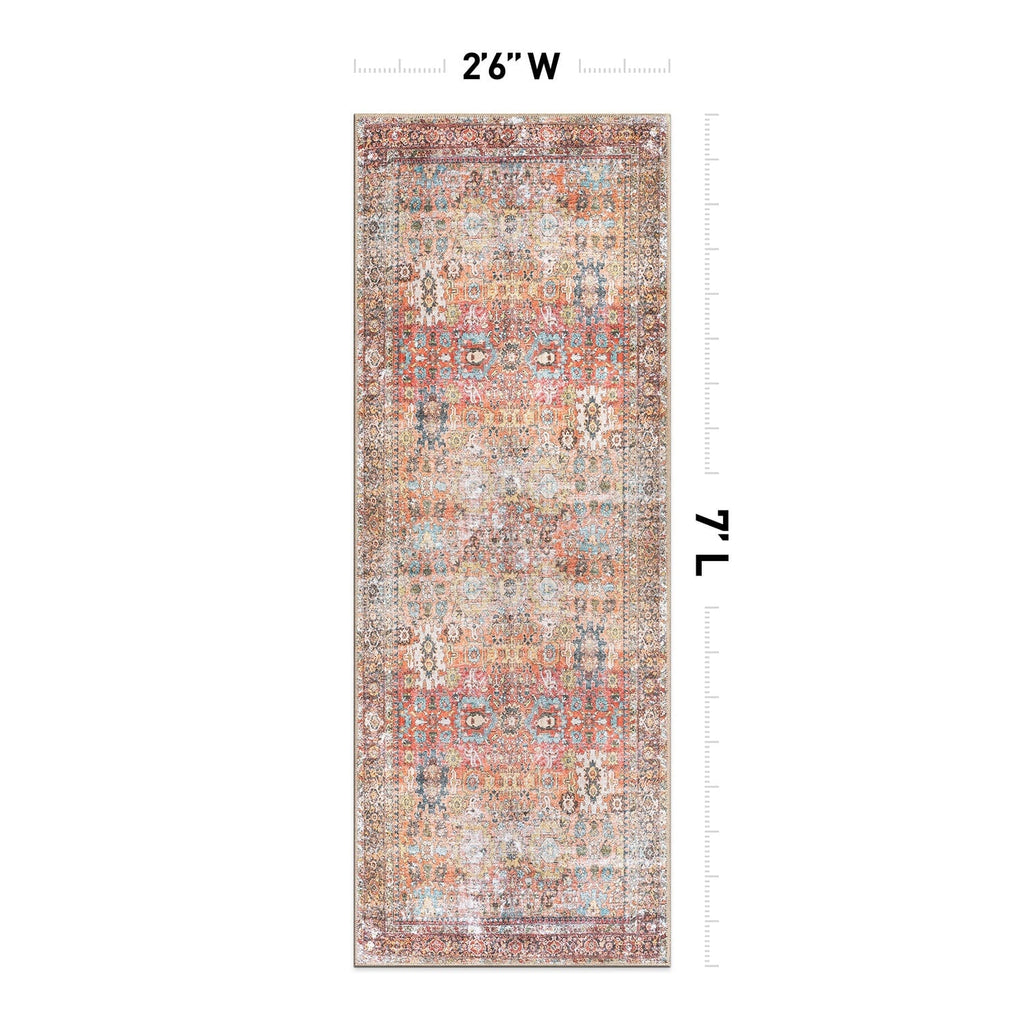 World Rug Gallery Transitional Distressed Machine Washable Non Slip Area Rug