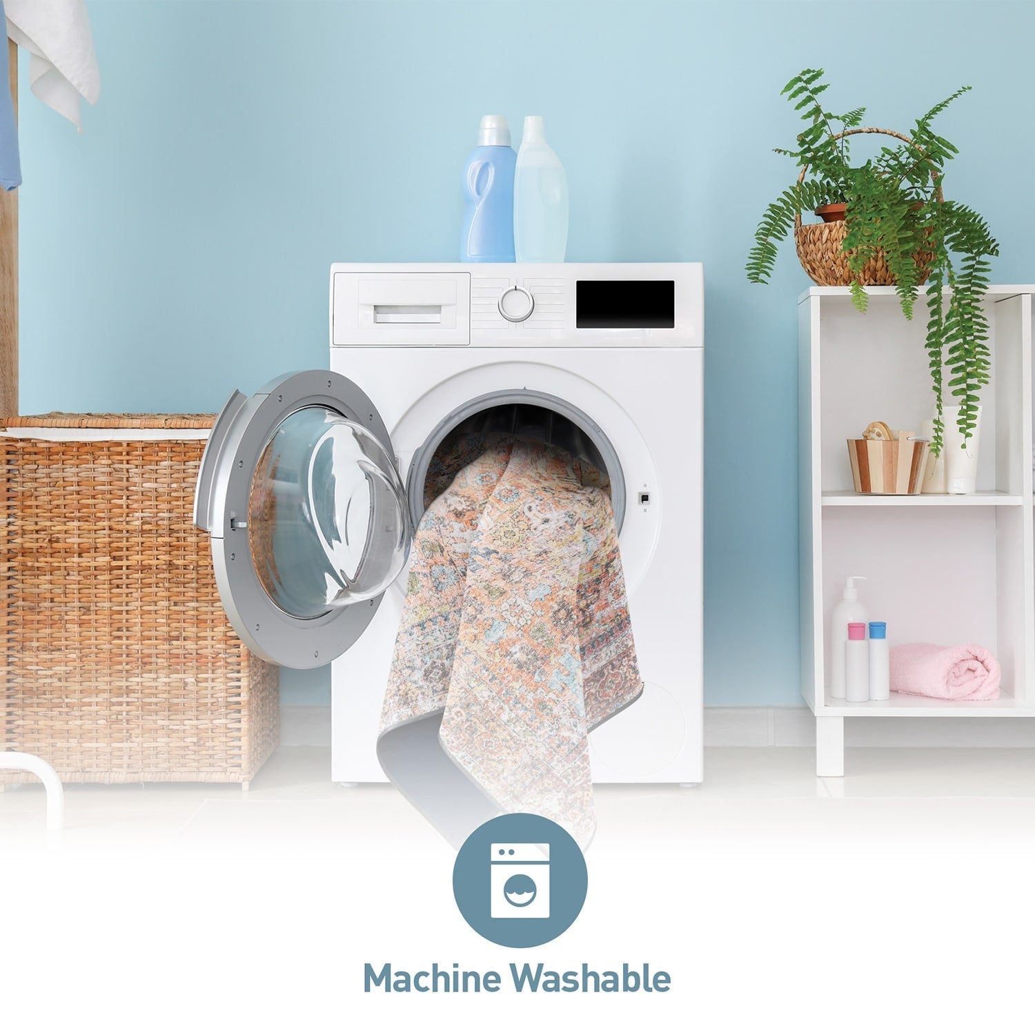 World Rug Gallery Transitional Distressed Machine Washable Non Slip Area Rug