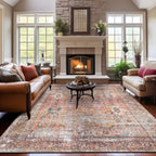 World Rug Gallery Transitional Distressed Machine Washable Non Slip Area Rug