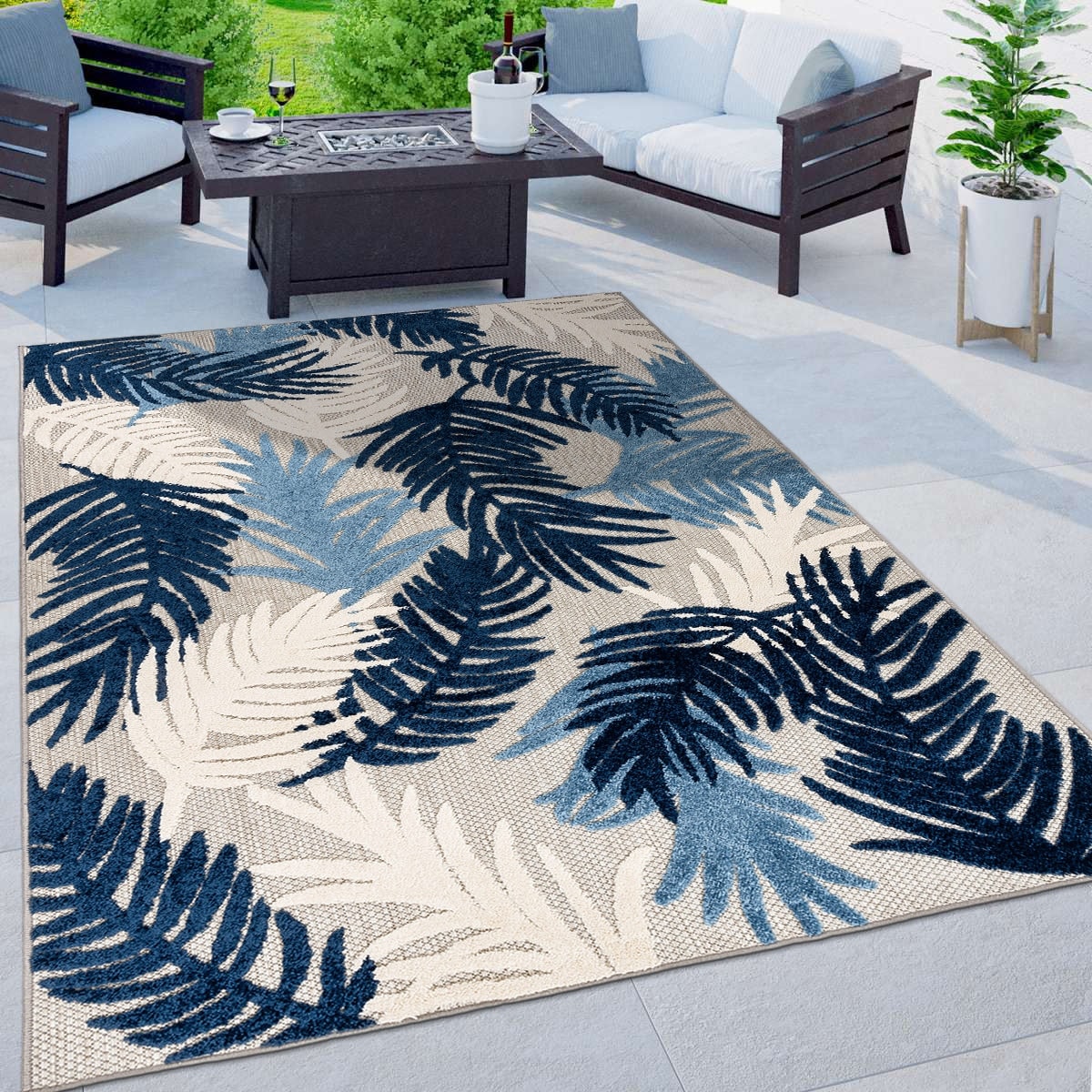 World Rug Gallery Tropical Floral Modern Indoor/Outdoor Area Rug
