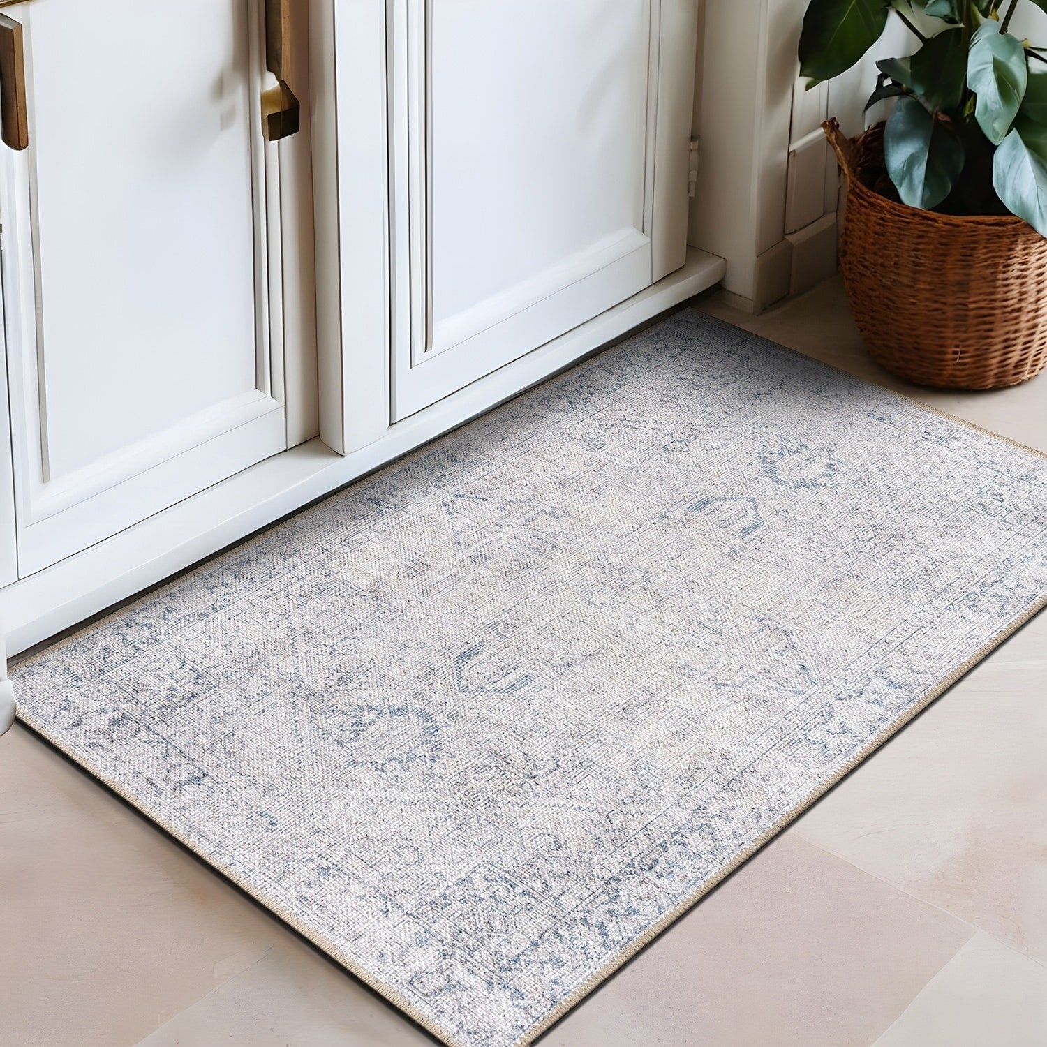 World Rug Gallery Vintage Boho Medallion Machine Washable Non Slip Area Rug