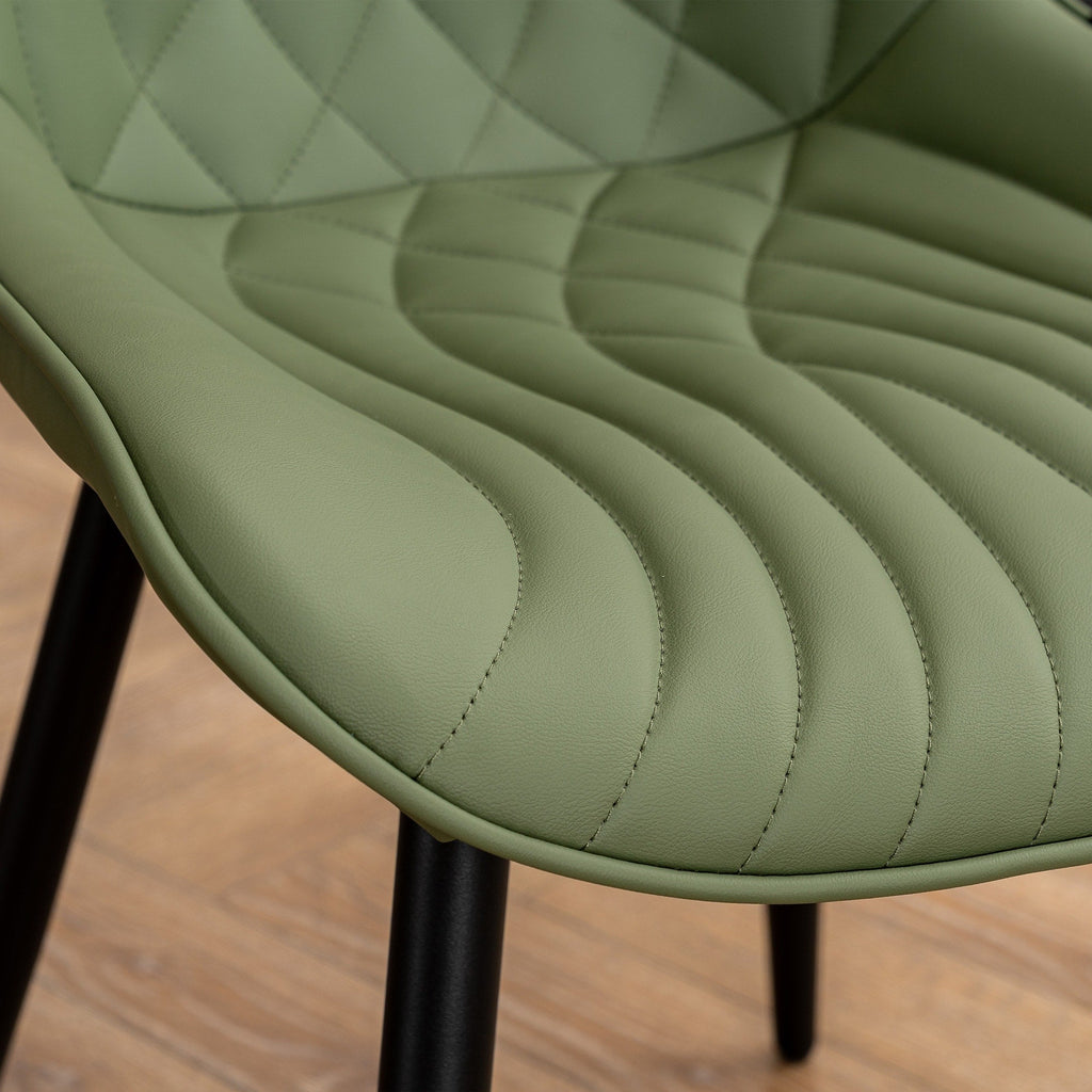 Modern Upholstered Leather Armless Dining Chairs Set of 2