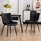 Modern Upholstered Leather Armless Dining Chairs Set of 2