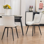 Modern Upholstered Leather Armless Dining Chairs Set of 2