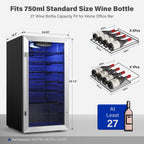 Yeego 17 Inch Single Zone 27-Bottle Freestanding Wine Cooler Mini Fridge - 16.9 inch