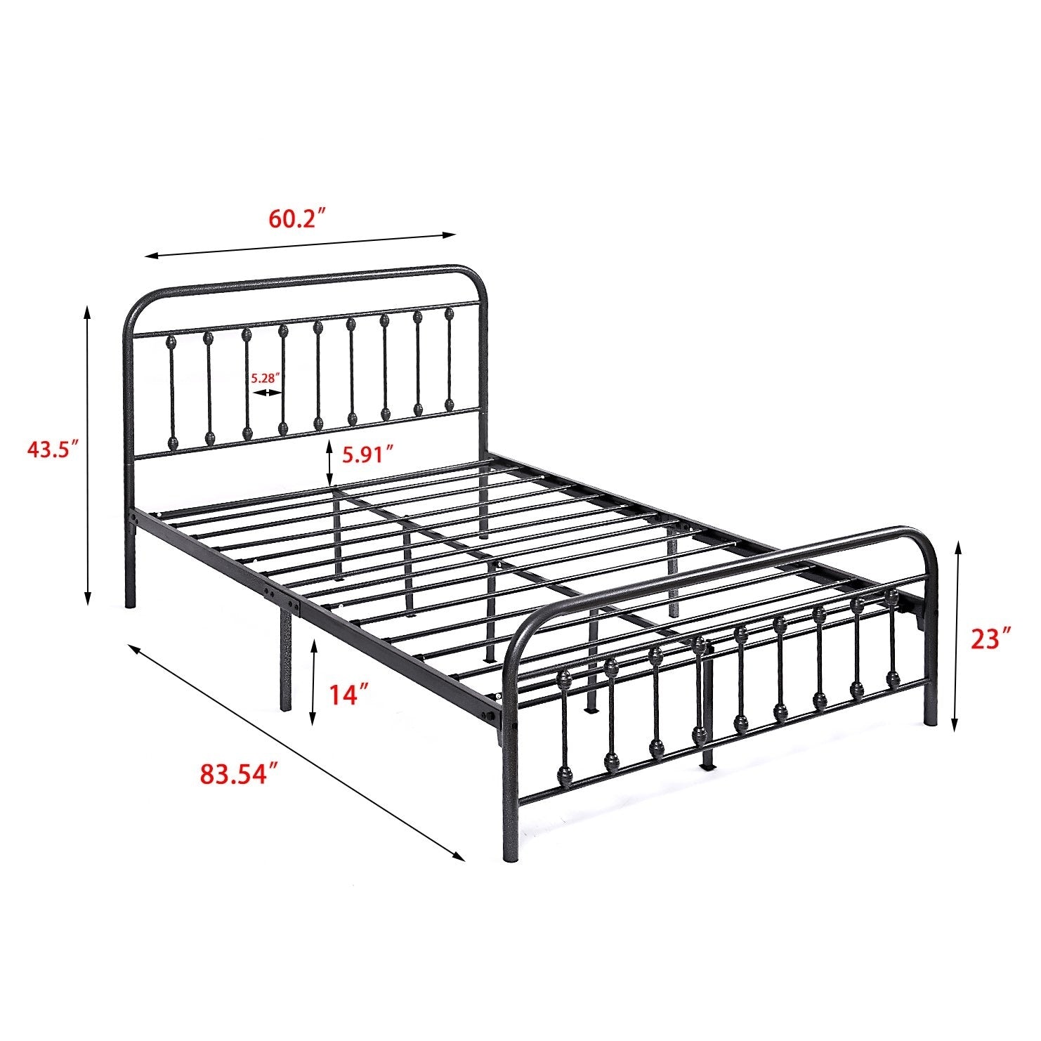 Alazyhome Simple Vintage Metal Platform Bed Frame, Easy-Assembly