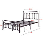 Alazyhome Simple Vintage Metal Platform Bed Frame, Easy-Assembly