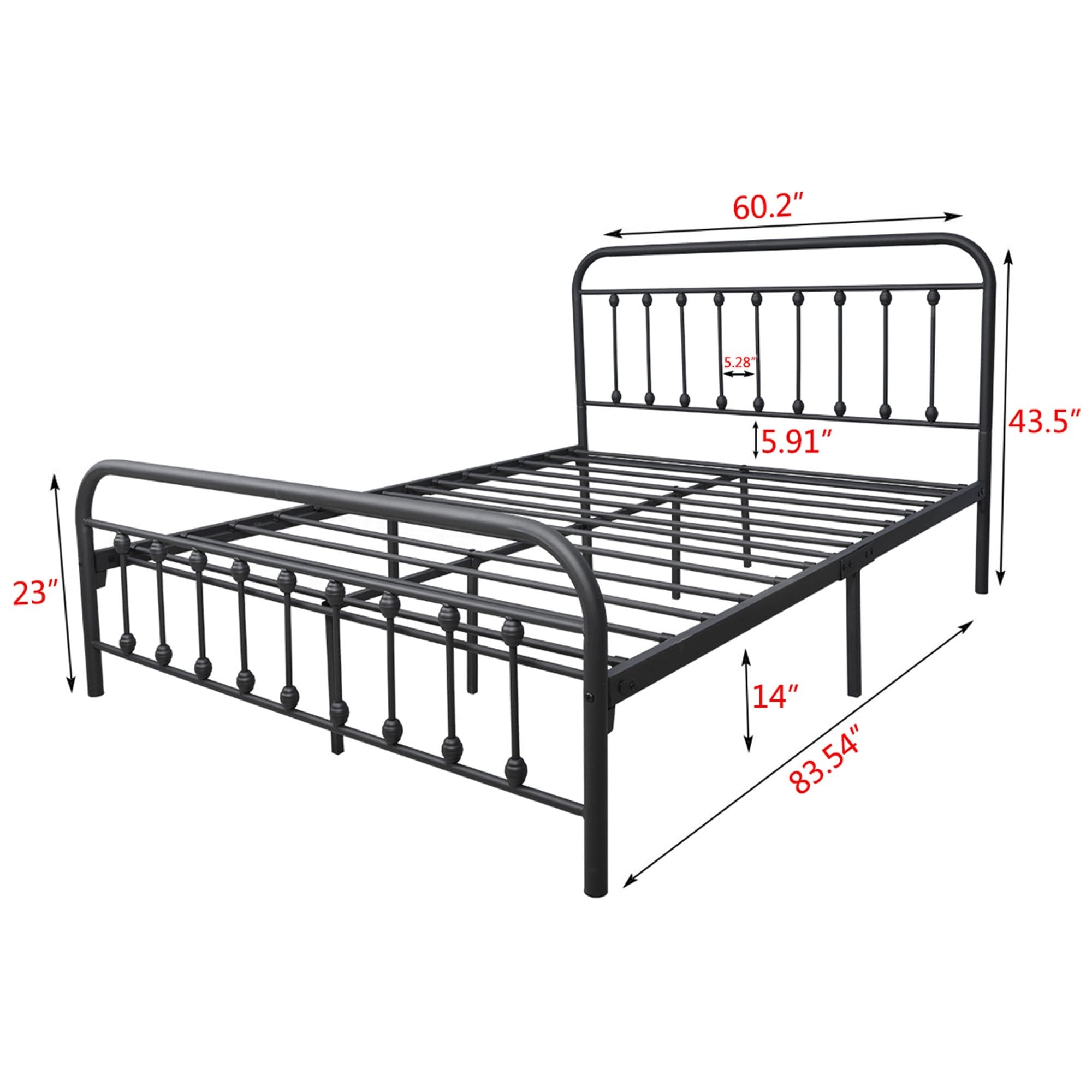 Alazyhome Simple Vintage Metal Platform Bed Frame, Easy-Assembly