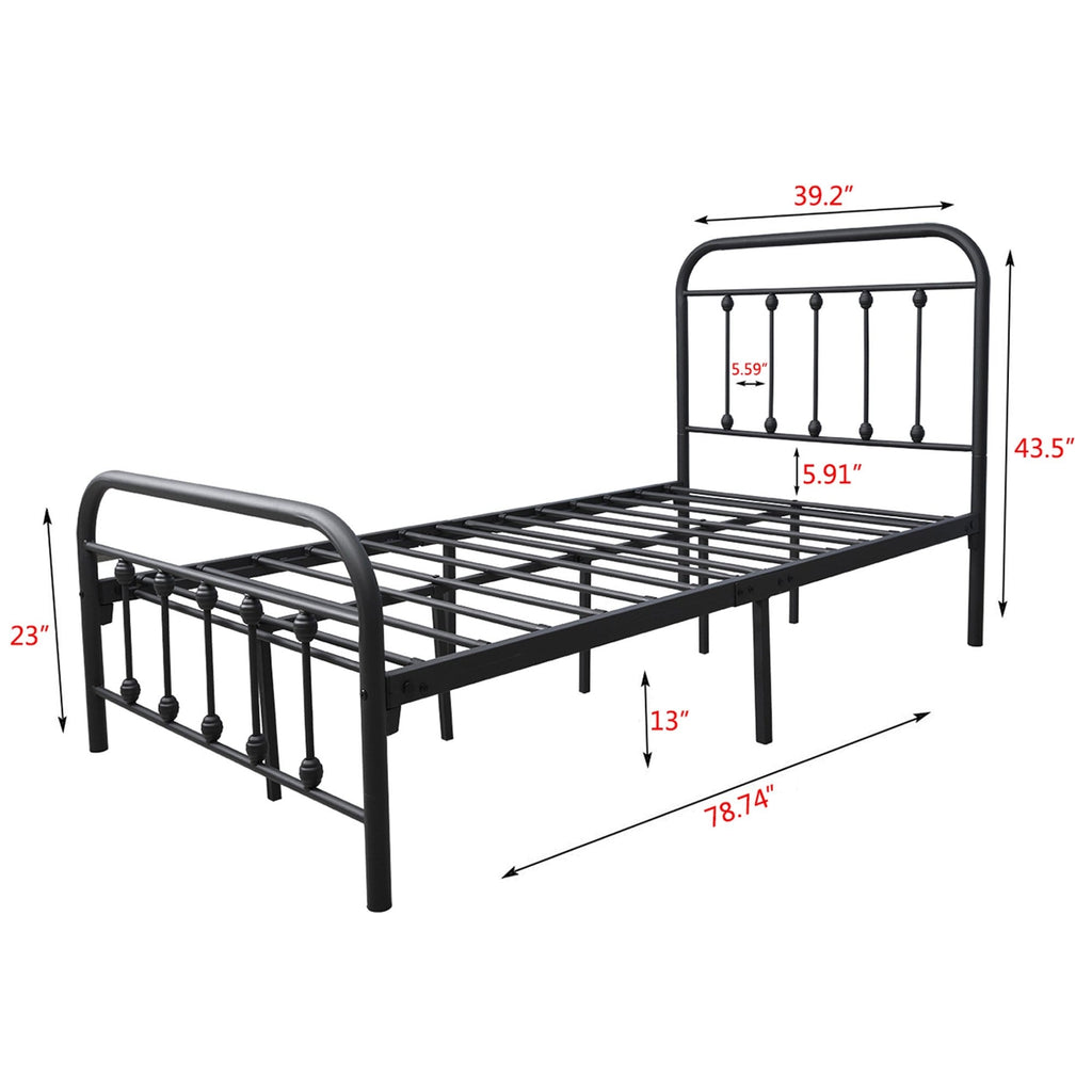 Alazyhome Simple Vintage Metal Platform Bed Frame, Easy-Assembly