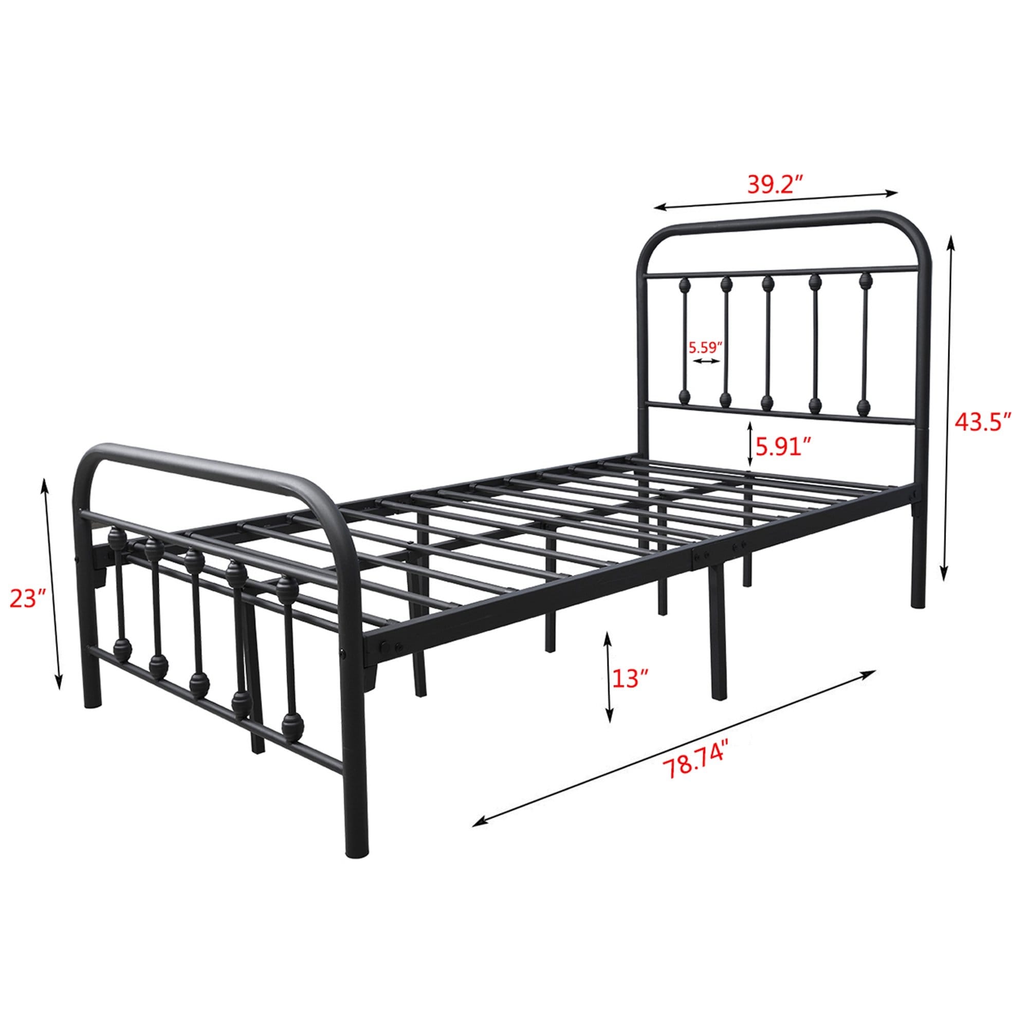 Alazyhome Simple Vintage Metal Platform Bed Frame, Easy-Assembly