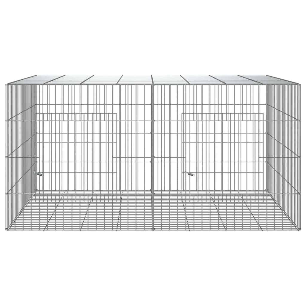 vidaXL 3-Panel Rabbit Cage Animal Hutch Playpen Enclosure Galvanized Iron